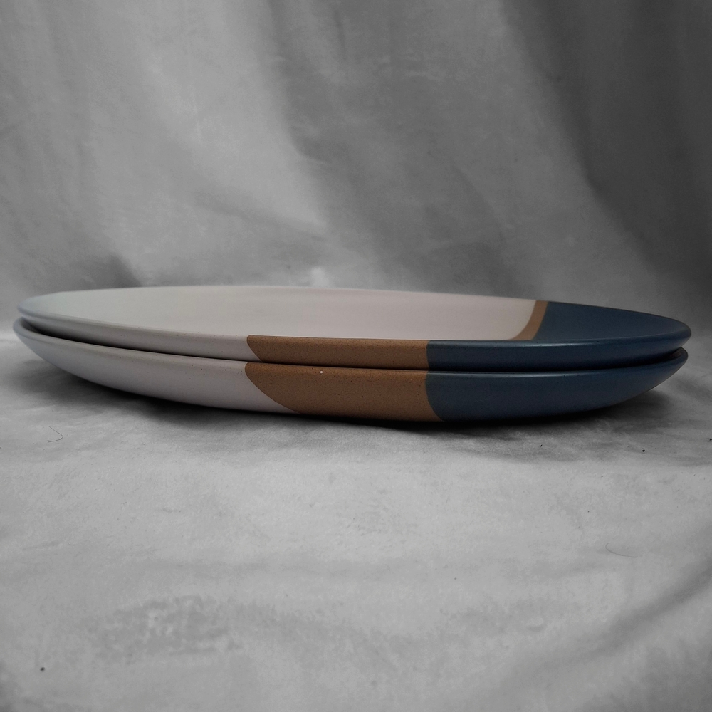 2 - Tabletops Unlimited Gallery Sedona Oval Platters - Blue, Gold, Sand, Modern